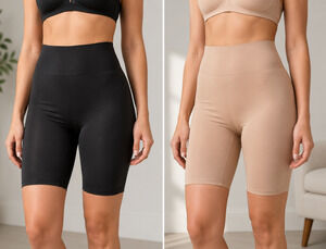 Soma Women Smoothing Slip Shorts 2 Pack Size S Black Soft Tan Shapewear Slimming